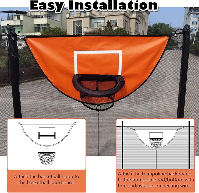 Trampoline Basketball Hoop, with Pump and 4 Mini Balls, Easy to Install, Universal Trampoline