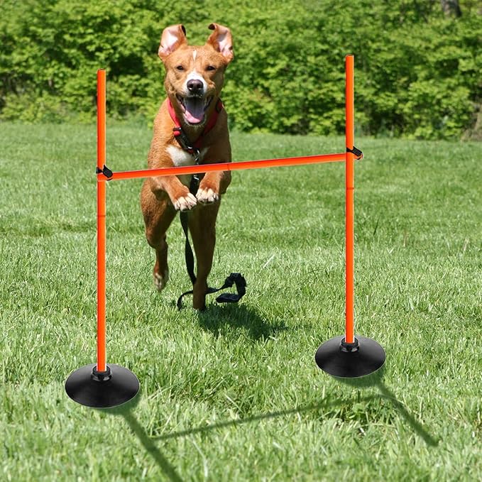 Orange Adjustable Height Agility Hurdle Set Multi-Function Soccer Trainning Pole Set Coaching