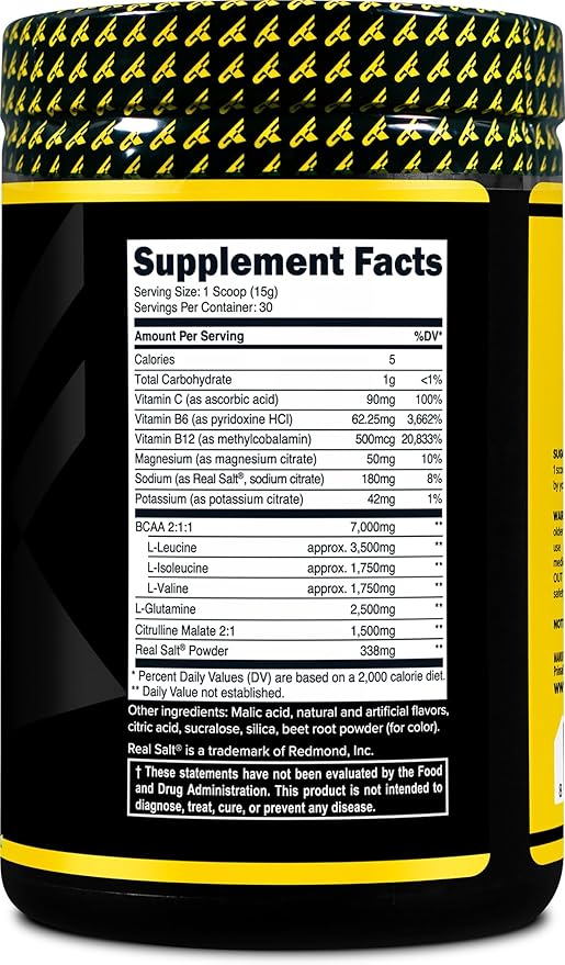 Primaforce BCAA Powder (Watermelon) - 7000MG 2:1:1 BCAAs, 30 Servings, Post-Workout Recovery Drink