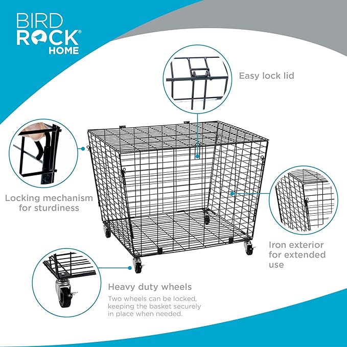 BIRDROCK HOME Sports Ball Basket Organizer with Wheels & Heavy Duty Casters - Ideal for Basketball