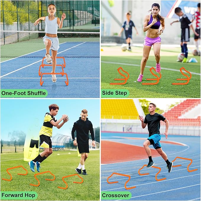 Agility Hurdles Training Equipment - Speed Hurdles and Soccer Cones with Carrying Bag for Soccer