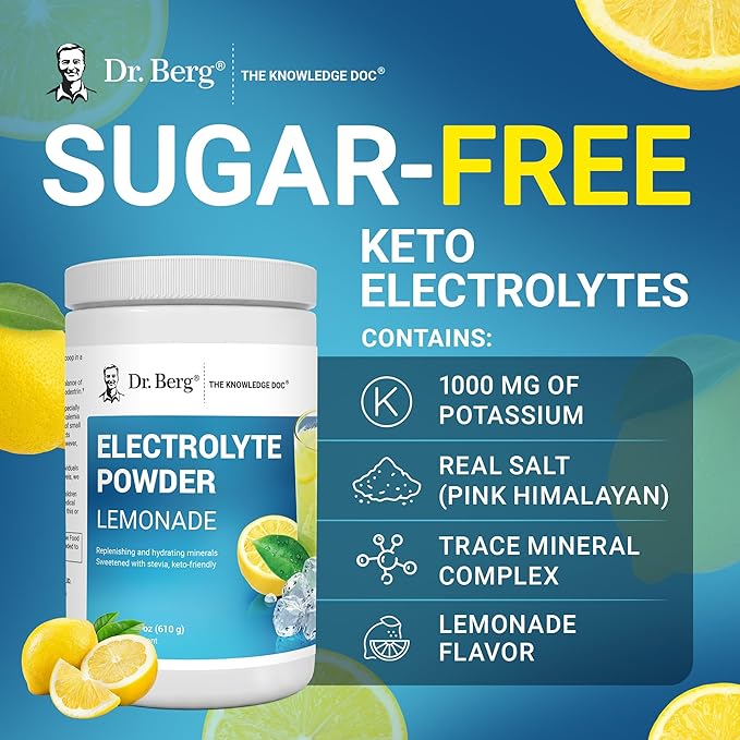 Dr. Berg Zero Sugar Hydration Keto Electrolyte Powder - Enhanced w/ 1000 mg of Potassium & Real