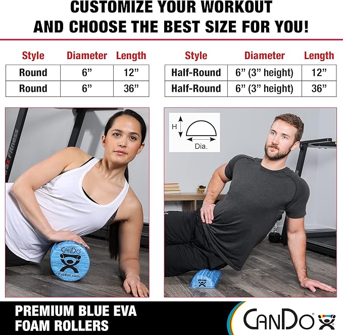 CanDo Premium Blue Marble EVA Foam Roller for Muscle Restoration, Massage Therapy, Sport Recovery