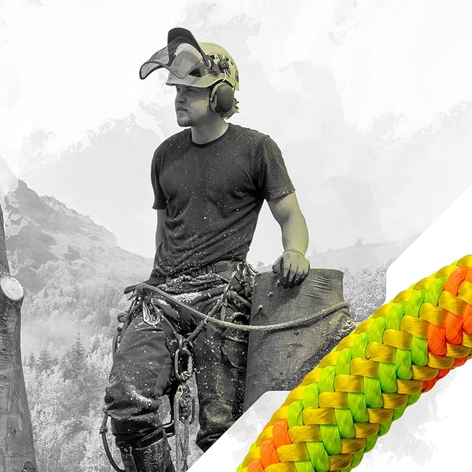 Pelican Rope Arborist Rope 11.8mm x 120Ft, USA Made High-Strength 24-Strands Static Climbing Rope