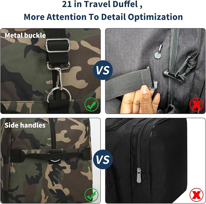 21 inch Gym Bag for Men - 40L Travel Duffel Bag Sport Duffle Bags for Weekend Overnight with Bottom