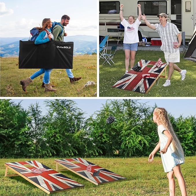 Cornhole Set, Corn Holes Outdoor Game, Regulation 2X4 Cornhole Boards, Portable Cornhole Set