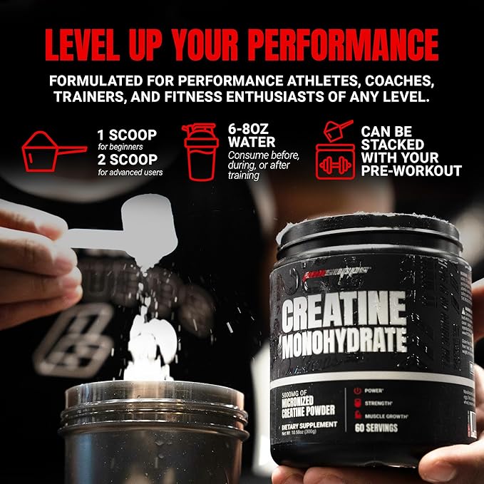 PROSUPPS Creatine Monohydrate Powder for Men & Women, Unflavored - 5000,mg of Micronized Creatine