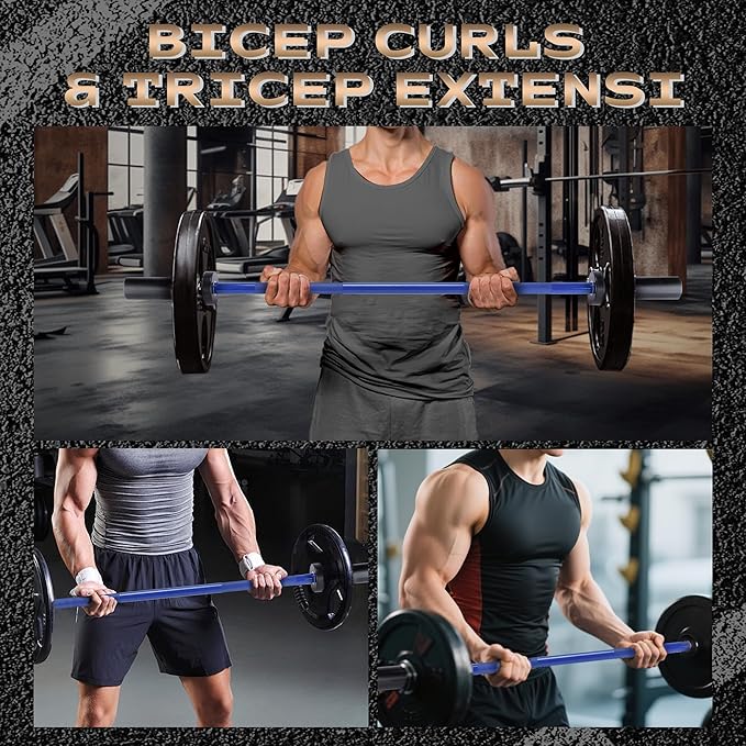 Barbell Bar for Weightlifting - 7FT Heavy Duty (1500LB/700LB), 4FT Short (500LB), 47" EZ Curl Bar