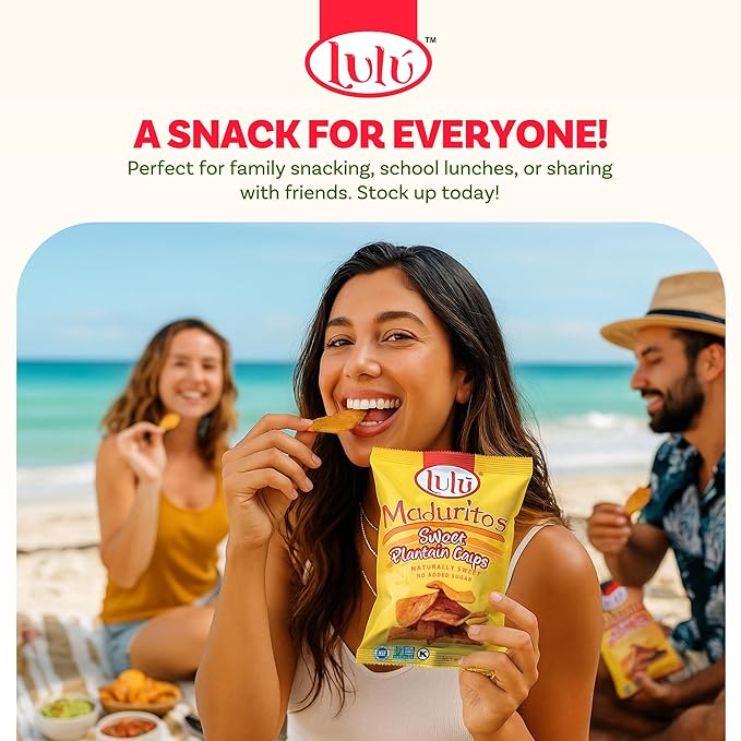 LULU Plantain Chips - Maduritos Sweet Plantain Chips, 30 Individual Bags (2.5 Oz Each) - Crunchy