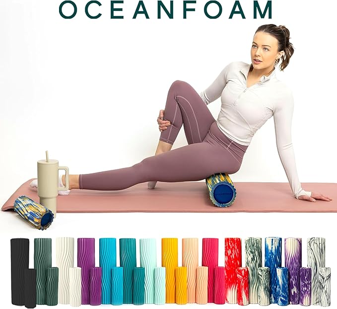 Oceanfoam Ripple Travel Foam Roller (11" x 3.35") Firm Mini Foam Roller for Physical Therapy, Deep