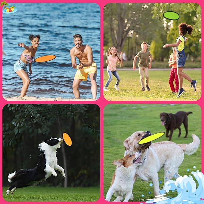 Foldable Flying Disc Fans Set with Bags, 9.8 Inch Black Egde Fabric Beach Flying Disc for Wedding