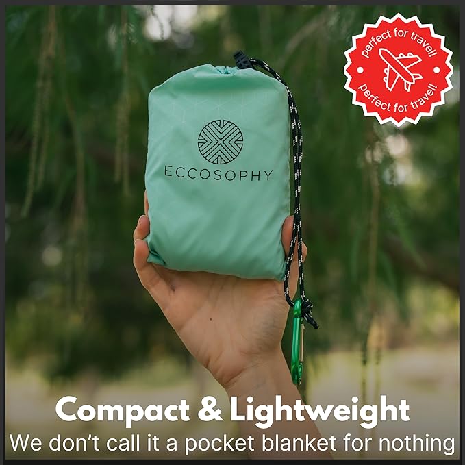ECCOSOPHY Sand Proof Beach Blanket - Waterproof Picnic Blanket 60x55 Outdoor Compact Pocket Blanket