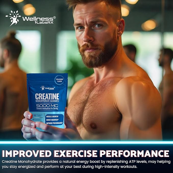 Creatine Gummies 5000mg, 30 Servings Creatine Monohydrate Gummies - Third-Party Tested Creatine for