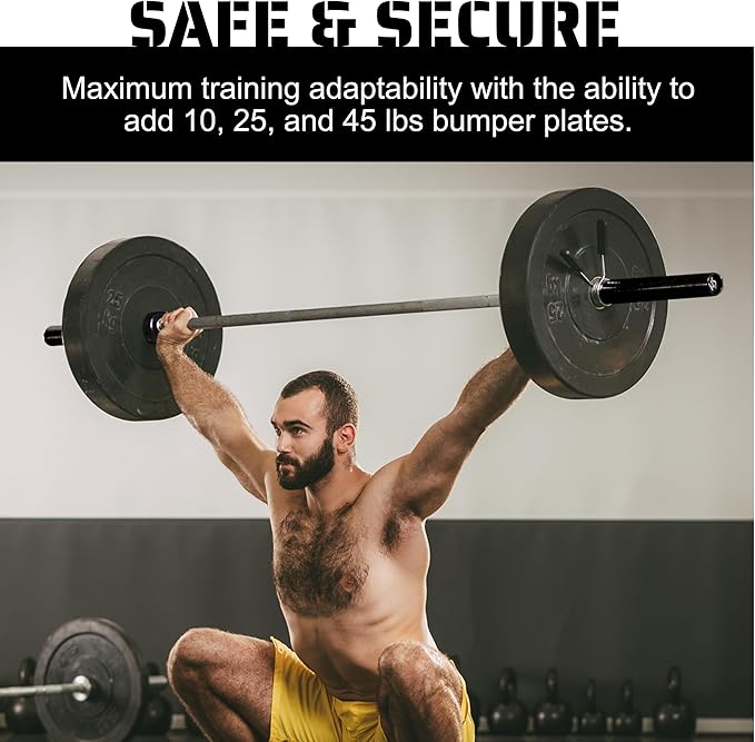 Tribe WOD Olympus Barbell Bar & Weight Bar - Durable, Bend-proof for Men and Women, Multipurpose