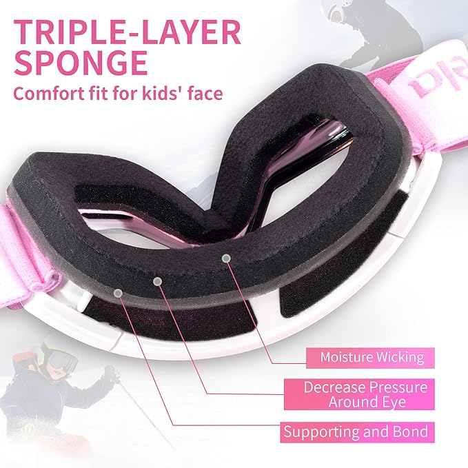 Freela Kids Ski Snowboard Goggles for Toddler(3-14) Youth Anti Fog Anti UV Goggles Girls Boys Snow