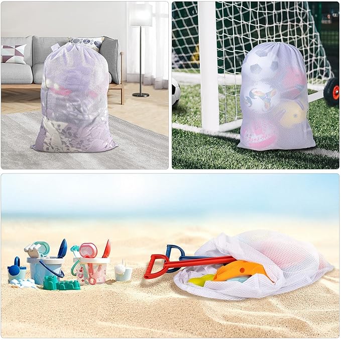 Polecasa Diamond Mesh Laundry Bags, 2Pcs 24 x 36 inches Heavy Duty Mesh Laundry Bag with ID Tag and