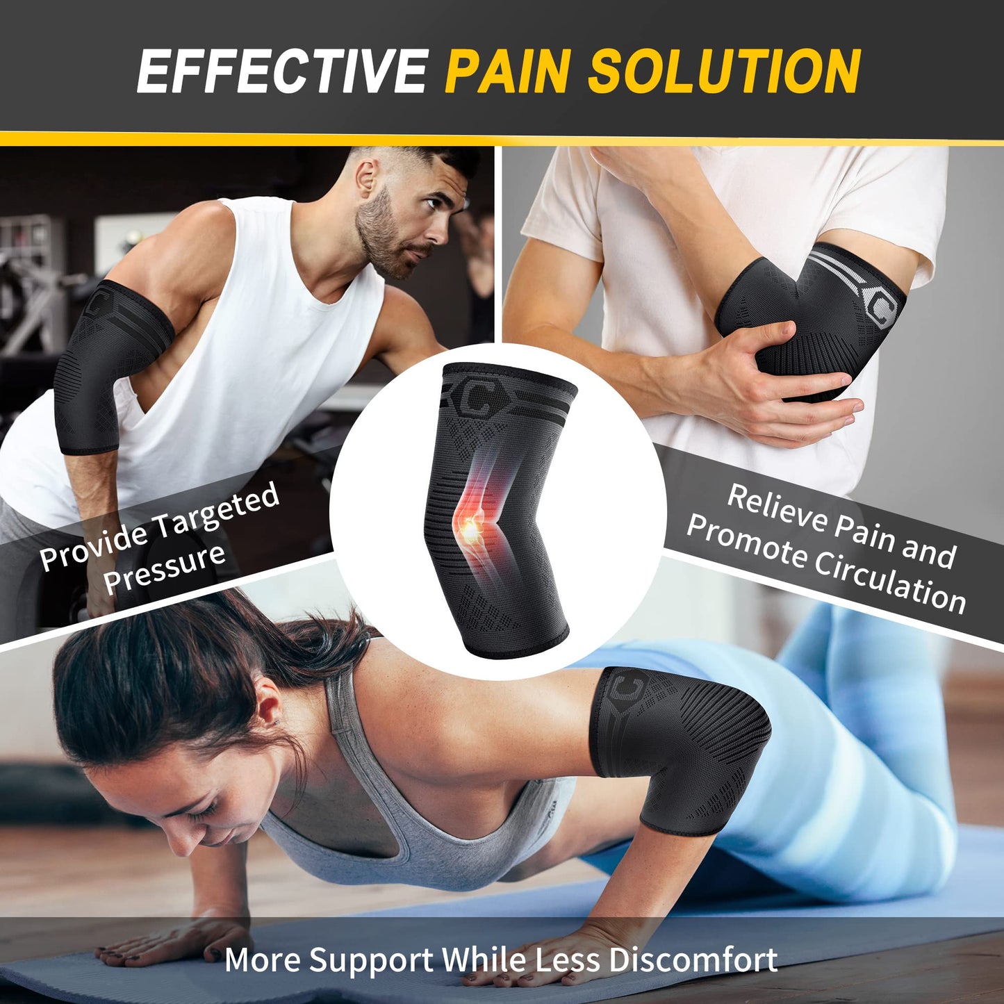 CAMBIVO 2 Pack Elbow Brace Compression Sleeve, Tennis & Golfer's Elbow