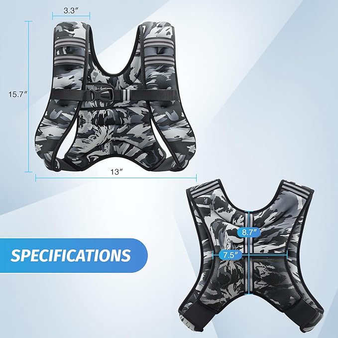 ZELUS Weighted Vest, 6lb/8lb/12lb/16lb/20lb/25lb/30lb Weight Vest with Reflective Stripe for