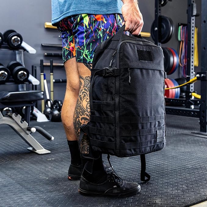 SERIOUS STEEL FITNESS Gym Bag, Rip-Resistant Fabric, Heavy Duty (Black, Backpack (Pro-Mini (26L)