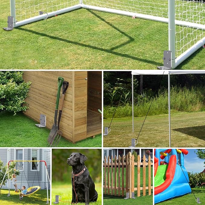 Eurmax USA Ground Anchors Heavy Duty Adjustable L-Shaped Head Shed Tent Stakes Trampoline Anchors
