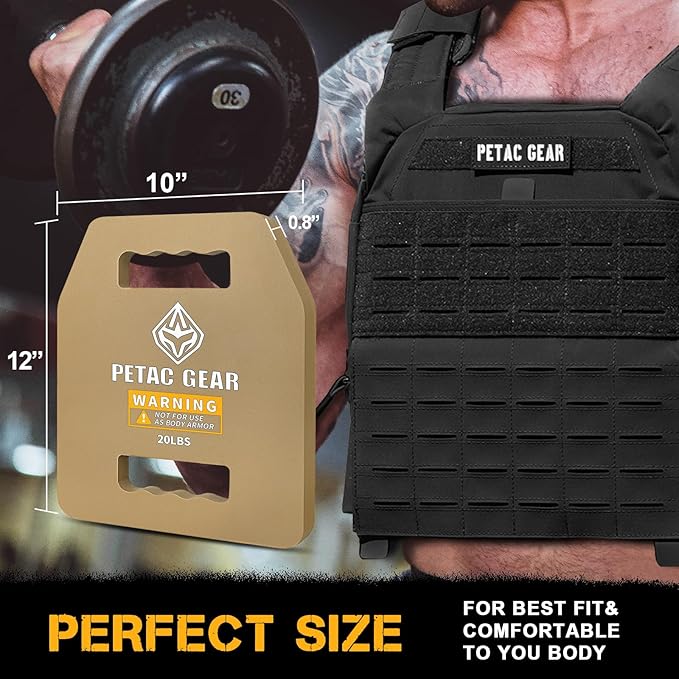 PETAC GEAR Tactical Weights Plates For Weighted Vest For Men Workout,5/10/15/20 LBS Weight Strength