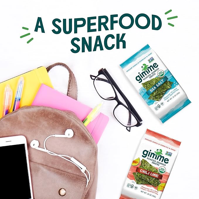 Gimme Seaweed Organic Premium Roasted Seaweed Snacks, Chili Lime, 20 Count, Keto, Vegan