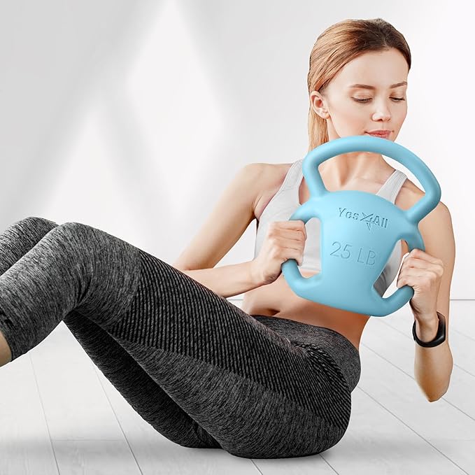 Yes4All Kettlebell, Strength Training Kettlebells for Women, Wide Multi-grip Textured Handle for