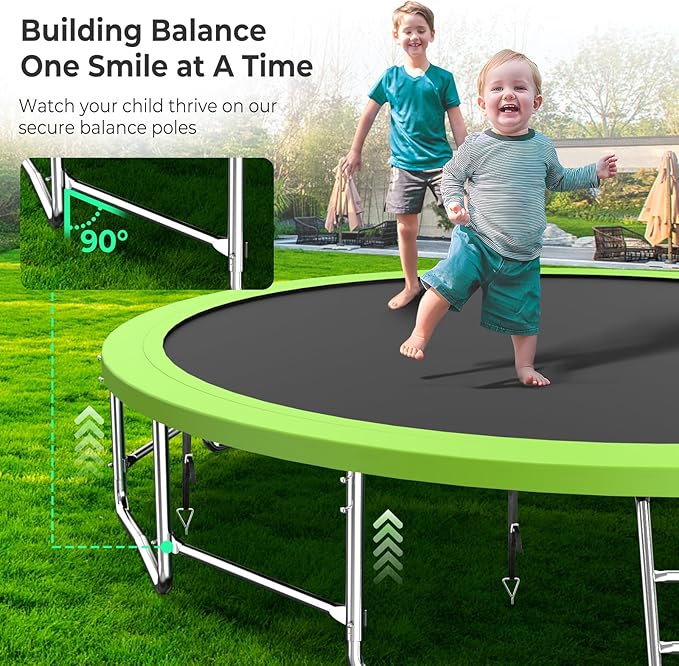 Upgraded 16FT 15FT 14FT 12FT 10FT 8FT Trampoline Outdoor with Basketball Hoop and Net, Capacity for
