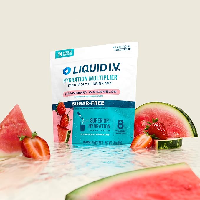 Liquid I.V.® Hydration Multiplier Sugar Free - Strawberry Watermelon | Electrolyte Powder Drink Mix