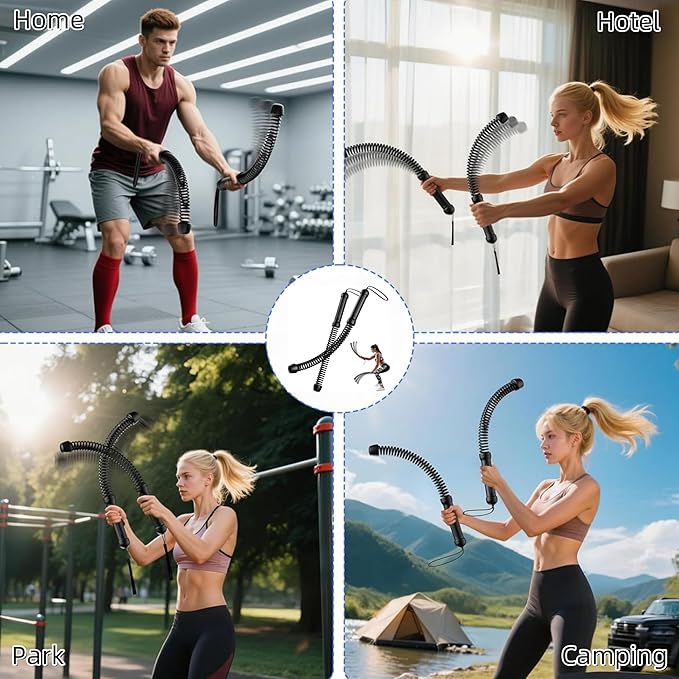 Ropeless Battle Ropes (2-Pack) Portable Workout Ropes for HIIT Workouts,Cardio & Muscle