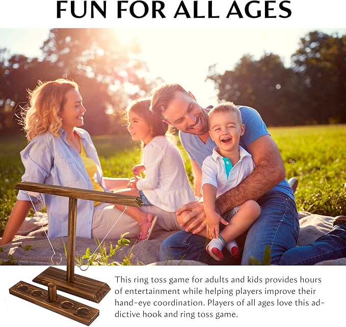DreamToyz Ring Toss Games for Adults, Yard Games, Patio Decor, Outdoor Indoor Games, Wooden Hook
