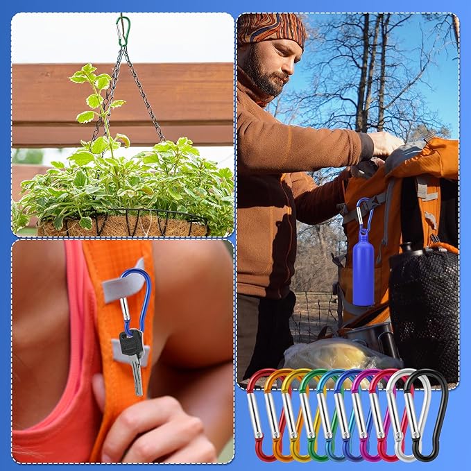300 Pcs 2" Carabiner Bulk Spring Snap Hooks Bulk Aluminum Alloy Clip Keychain for Hanging Camping