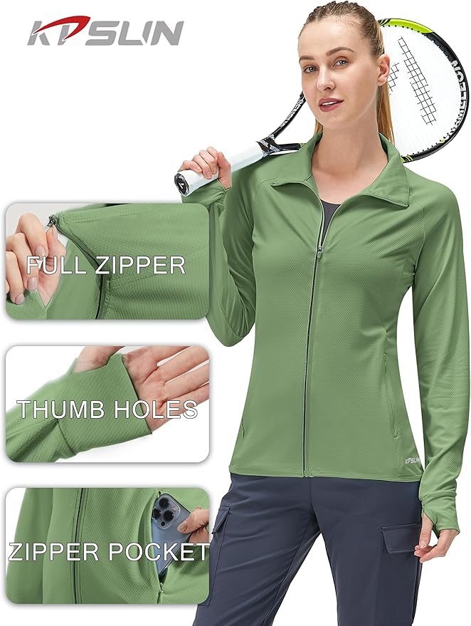 Women's UPF 50+ UV Sun Protection Clothing Long Sleeve Athletic Hiking Shirts Lightweight SPF Zip