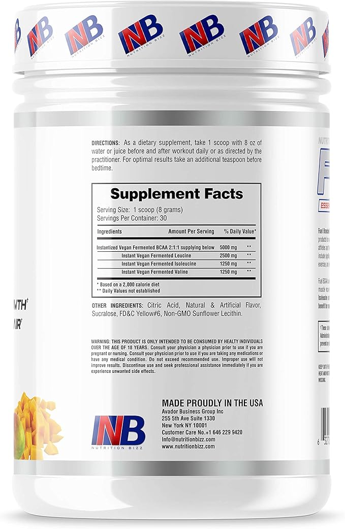 BCAA Powder, 5 Grams of BCAAs Amino Acids, Post Workout Recovery Drink for Muscle Building