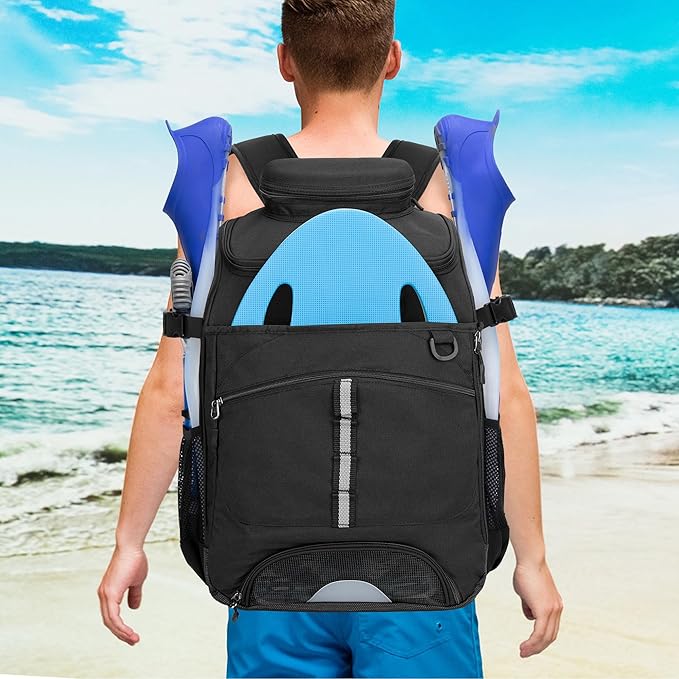 Swim Backpack for Swimmers, Swim Equipment Bag with Additional PVC Transparent Bag for Workout
