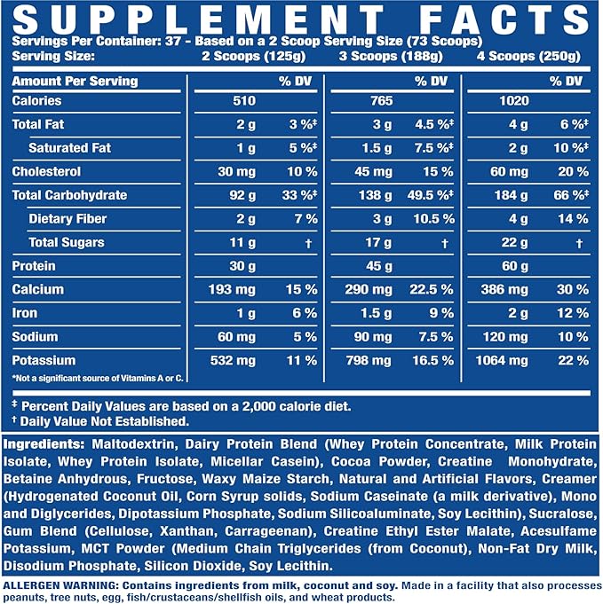 Ronnie Coleman Signature Series King Mass XL Mass Gainer Protein Powder ??Dark Chocolate Weight