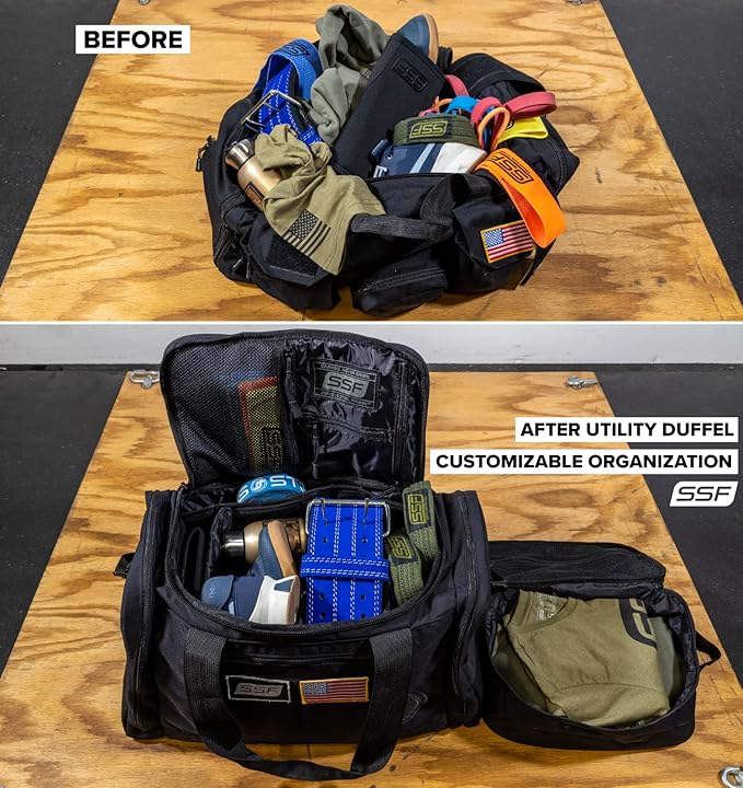 Serious Steel Fitness Gym Bag With Moveable & Removable Dividers Made from 1000D Nylon (Utility