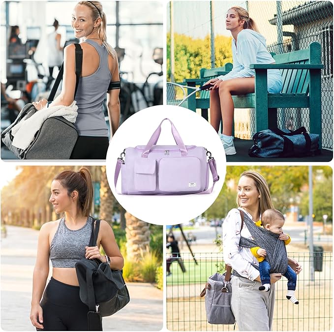 FIORETTO Women's Gym Duffle Bag with Shoes Compartment, 37L Capacity, Ideal for Travel, Gym
