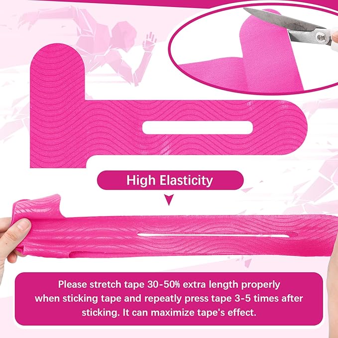 50 Pcs Precut Kinesiology Tape for Knees Pain Relief Elastic Waterproof Athletic Knee Tape for