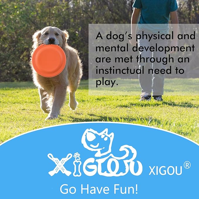 Dog Flying Disc - Durable Rubber Flying Disc Dog Toy - 9.25" Indestructible Rubber Dog Flying Discs