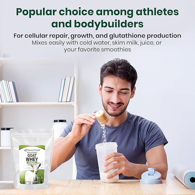 Z Natural Foods Goat Whey Protein Powder Concentrate - Undenatured, Unflavored, Pasture Raised Whey