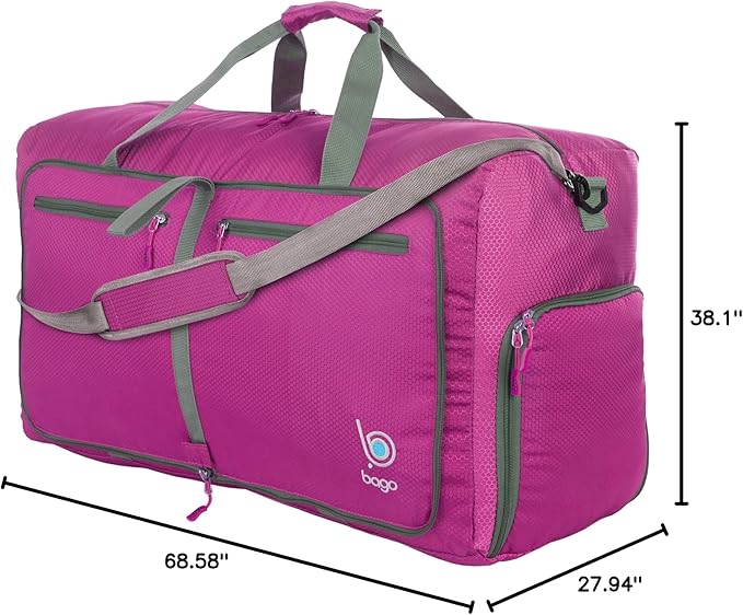 Bago Large Foldable Duffel Bags for Traveling Women & Men - 80L Packable Duffle Bag for Travel with
