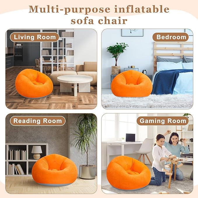 Realspring 6 Pcs Bean Bag Chairs for Adults Inflatable Chairs with Electric Air Pump,Blow up Couch