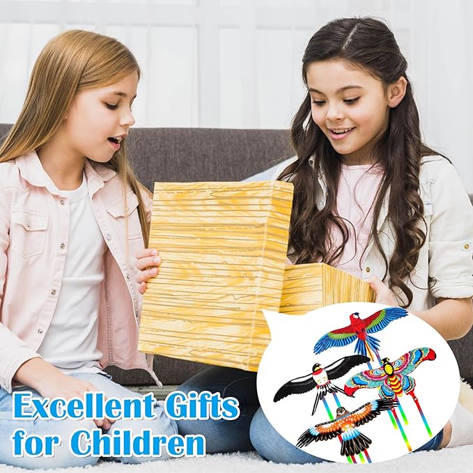 4Pcs Large Fishing Rod Kite for Kid Adults 23.62 Inch Vivid Swallow Parrot Phoenix Butterfly Kite
