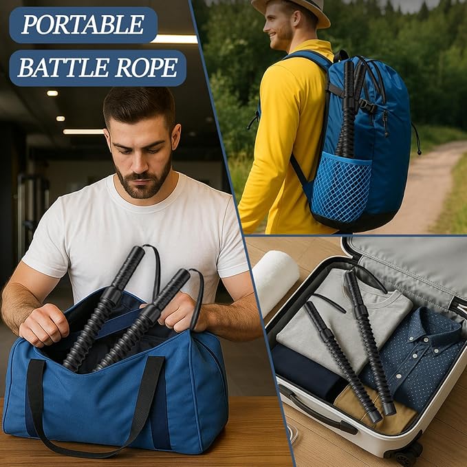 Ropeless Battle Ropes for Exercise Workout, Cordless Jump Rope, Portable Workout for Home Gym