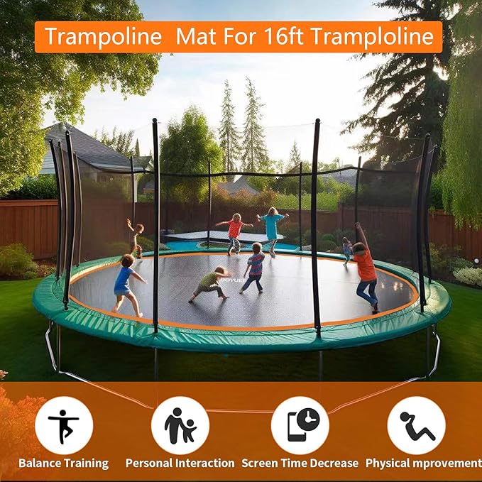 Trampoline Mat Replacement-Fits 16FT Frame with 108 Rings Fits 6.5-7.0" Springs-Mat Diameter 14.3ft