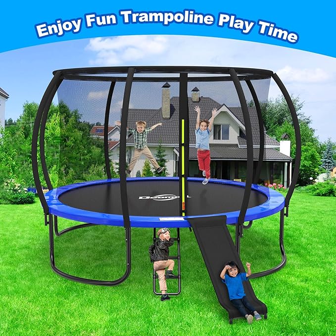 Trampoline Ladder Slide Kit, Trampoline Universal 3 Steps Ladder & Buffer Slide, Universal