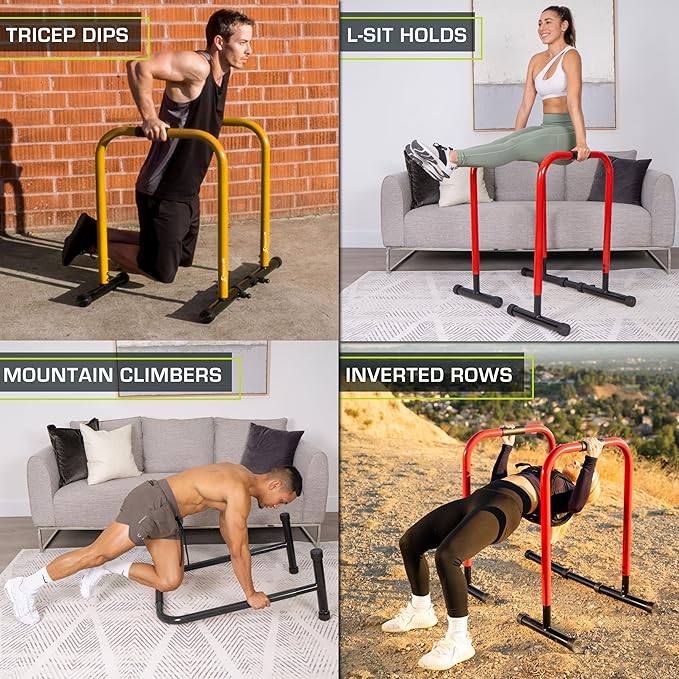 ProsourceFit Power Dip Station Adjustable Height Upper Body Equipment for Home Gym