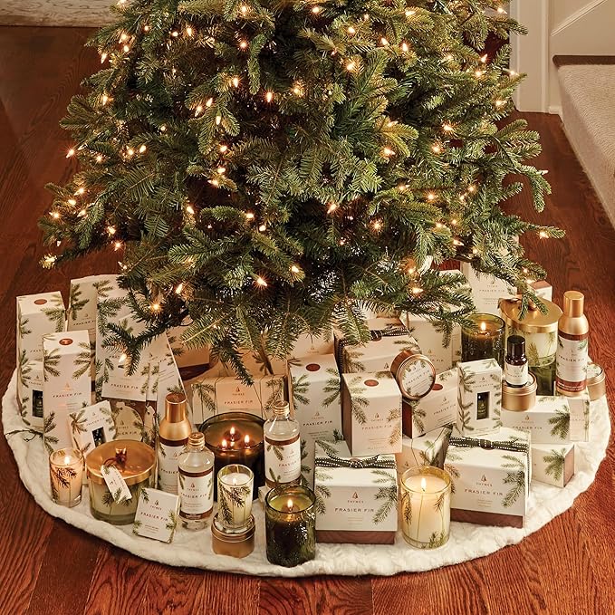 Thymes Frasier Fir Scented Candles for Home Decor - Green Pillar Candles for Women & Men - Place on