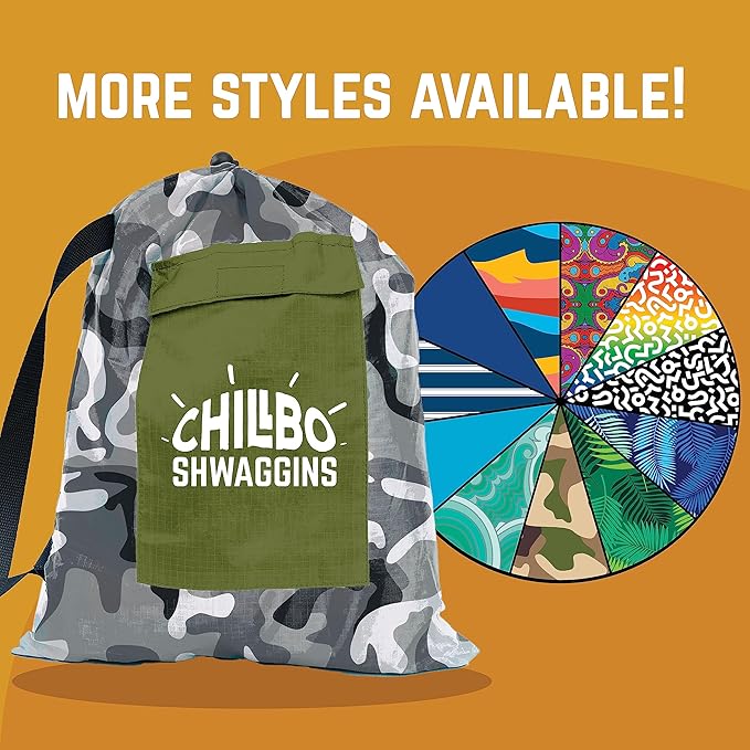 Chillbo Shwaggins Inflatable Couch – No-Pump Setup, Ripstop Polyester, Stability Pegs, Fun Prints